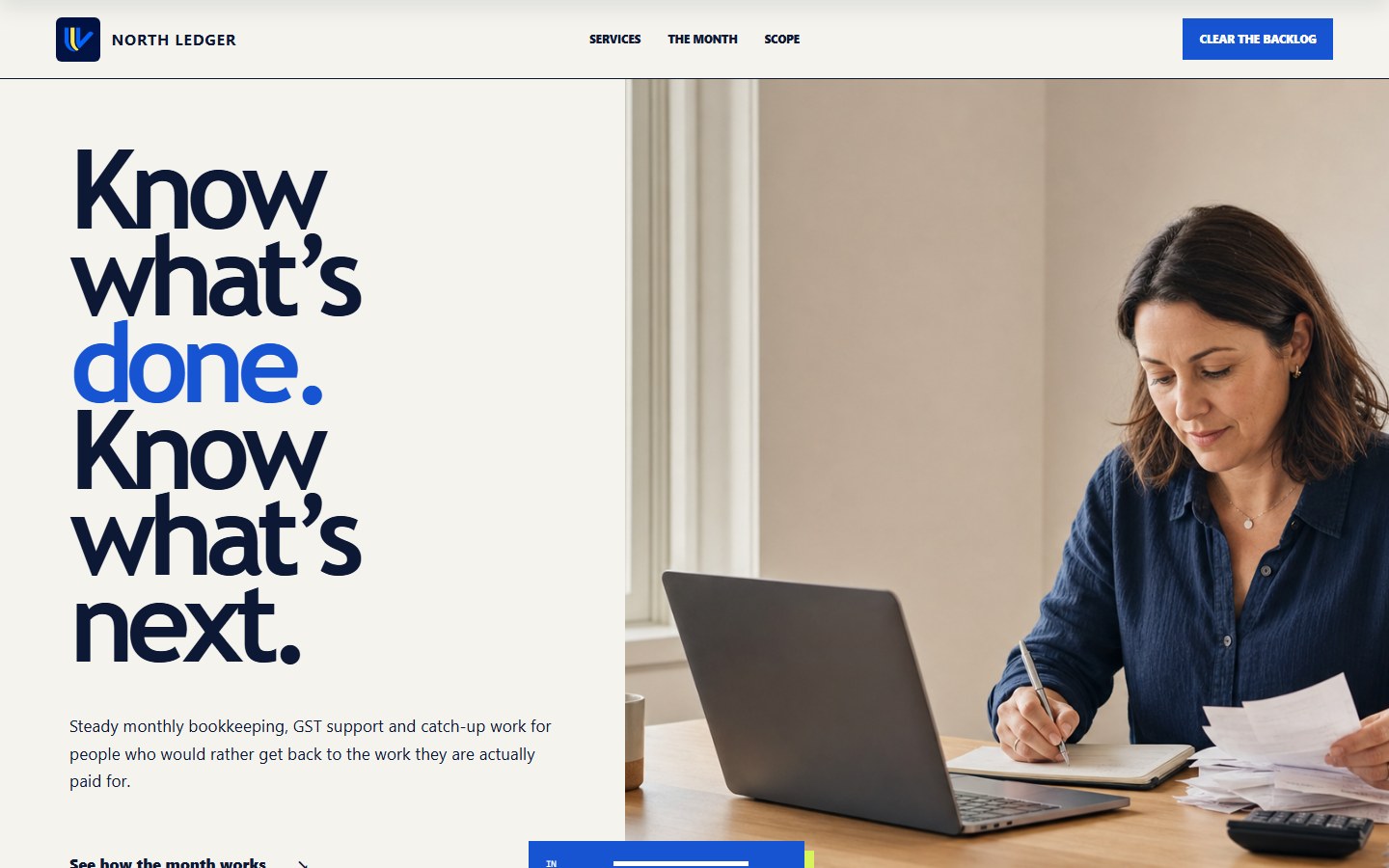 Bookkeeping studio website concept homepage preview