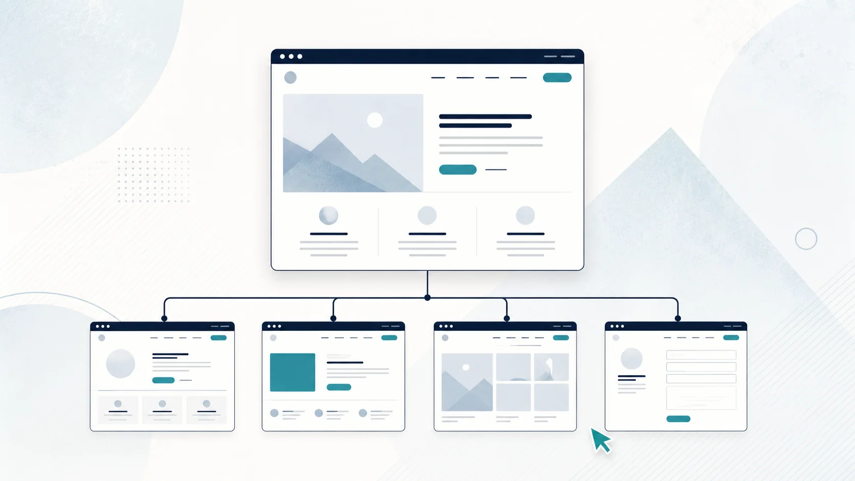 Illustrated sitemap showing the essential pages of a small-business website