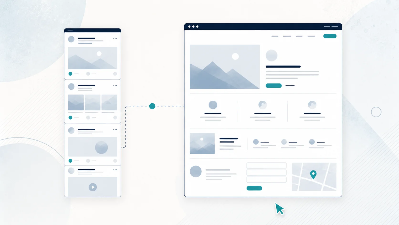 Facebook business page and dedicated website comparison illustration