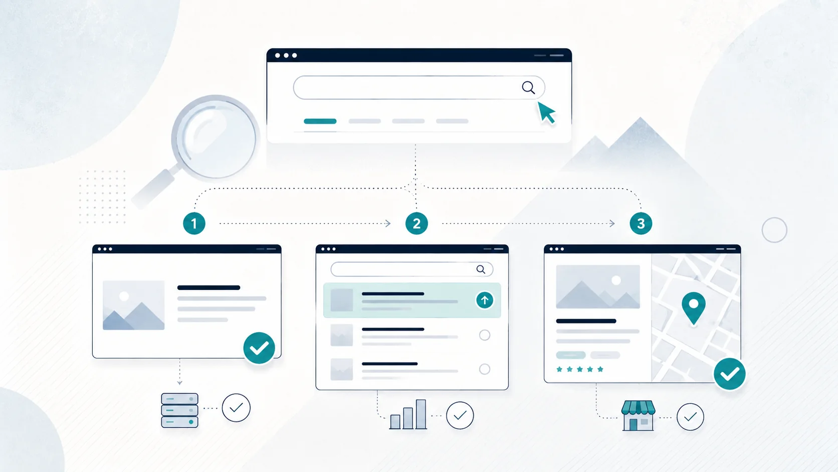 Google search visibility troubleshooting illustration for a small-business website