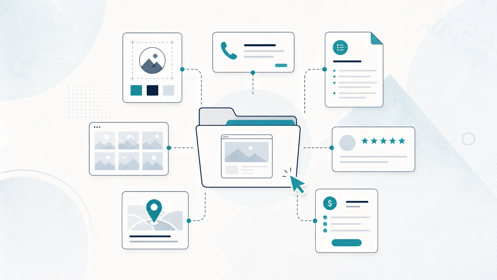 Website content and asset checklist prepared for a web designer